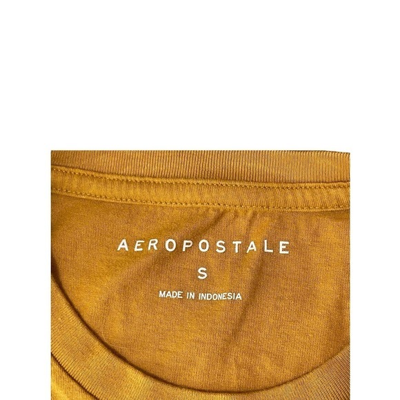 AEROPOSTALE AERO 1987‎ Graphic t- Shirt Vintage Look Mustard Yellow Gold Small - Picture 3 of 6